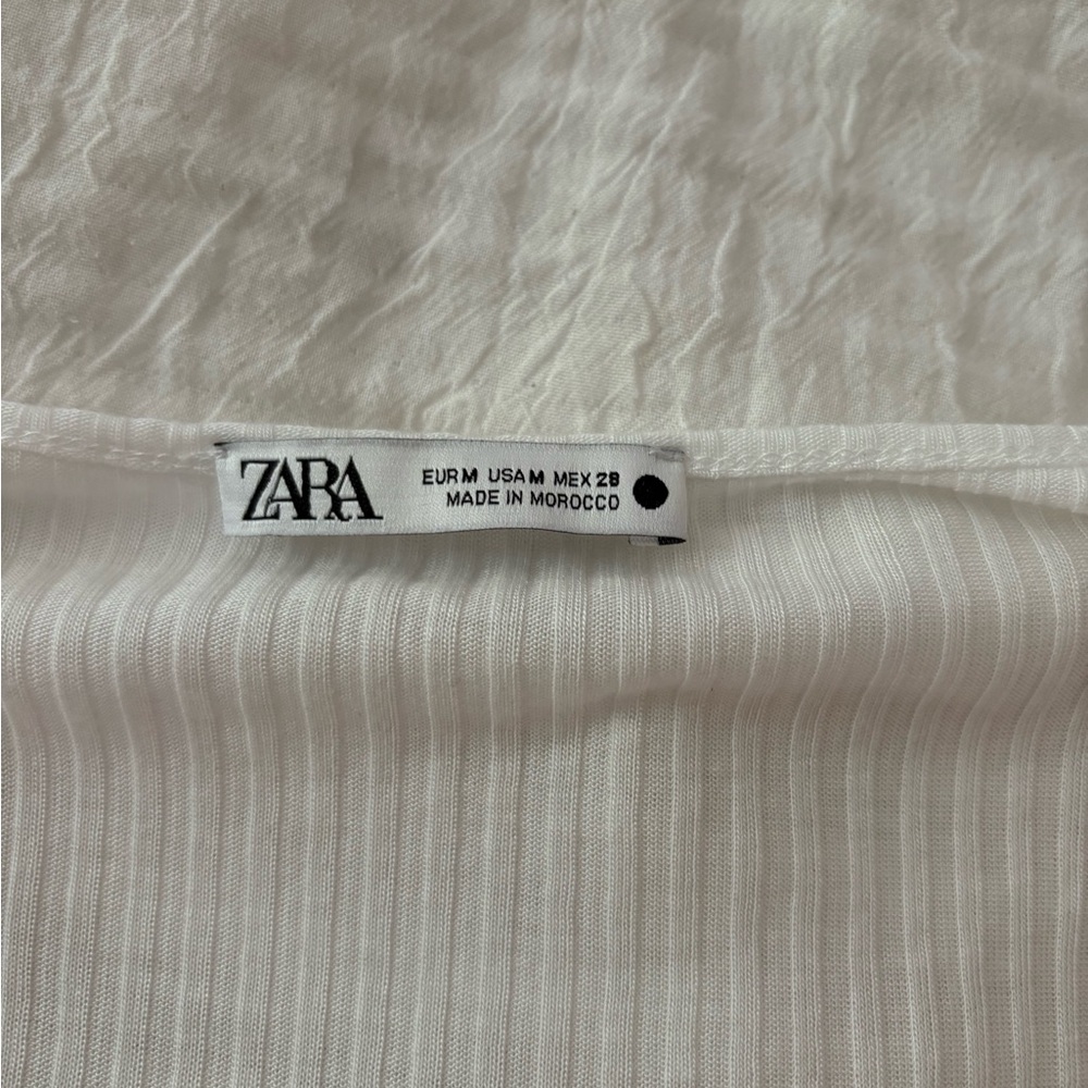 Zara Ivory Ribbed Knit Top
